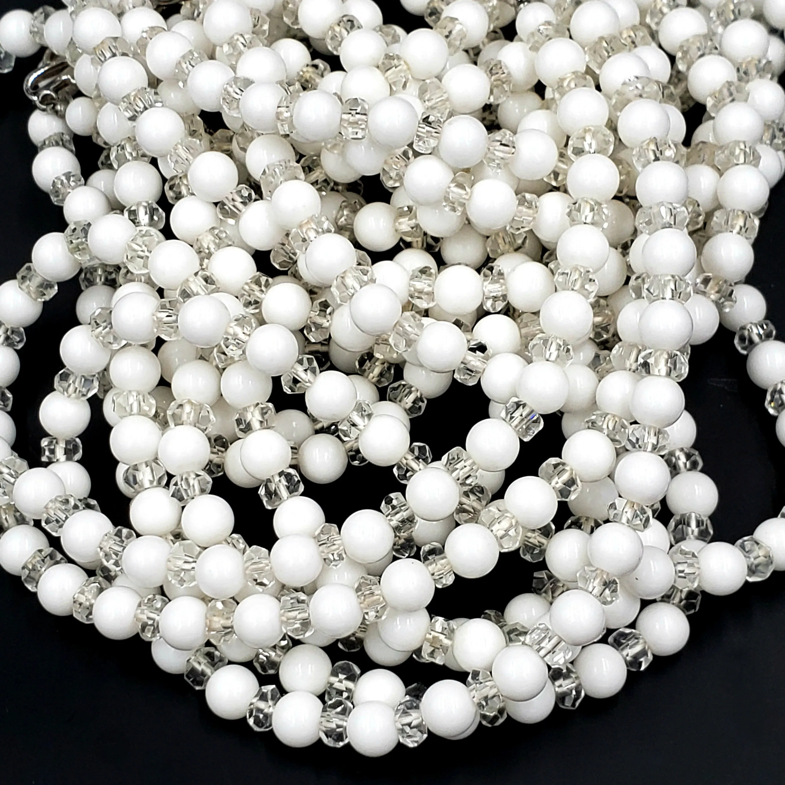Vintage Beaded Statement Necklace With Eight Graduated Strands