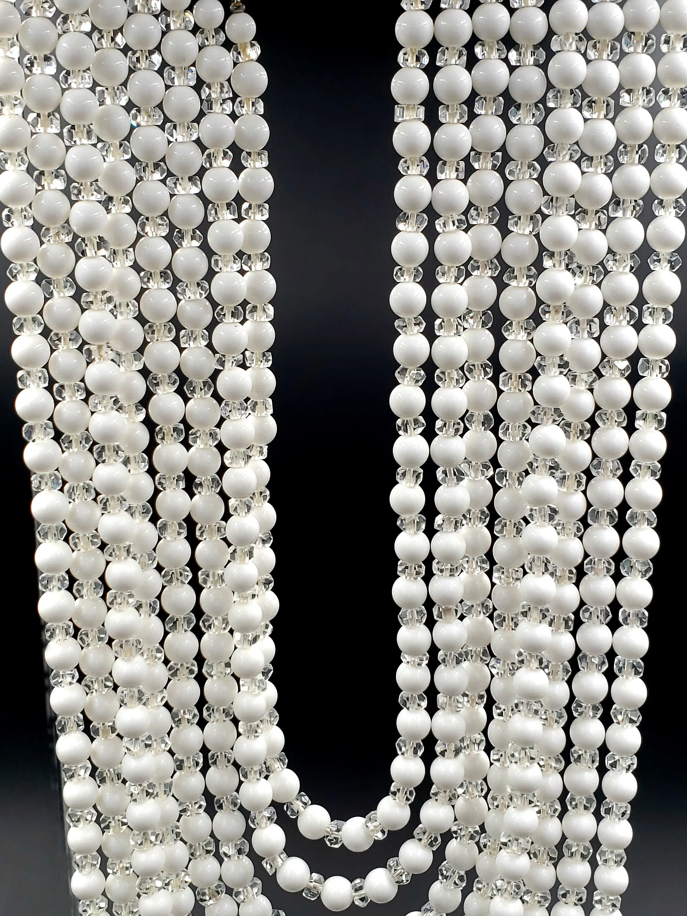 Vintage Beaded Statement Necklace With Eight Graduated Strands