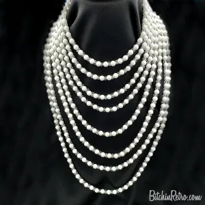 Vintage Beaded Statement Necklace With Eight Graduated Strands