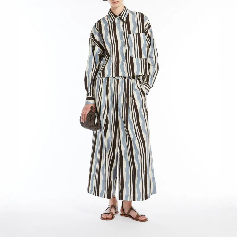 WEEKEND MAX MARA Virgin Trousers in Light Blue Wave