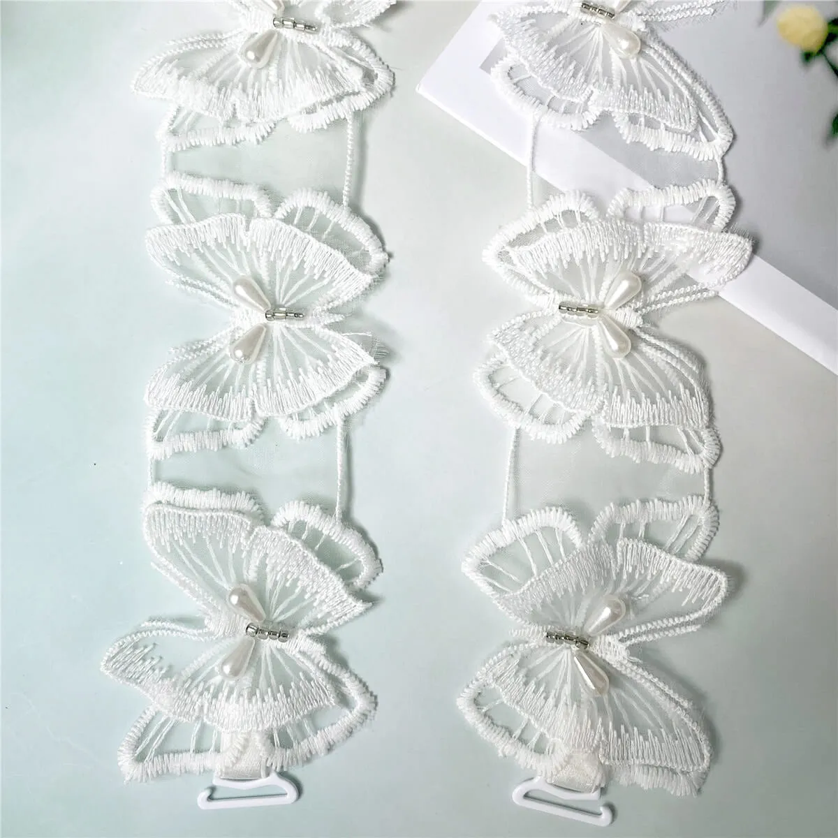 White Butterfly Bra Straps