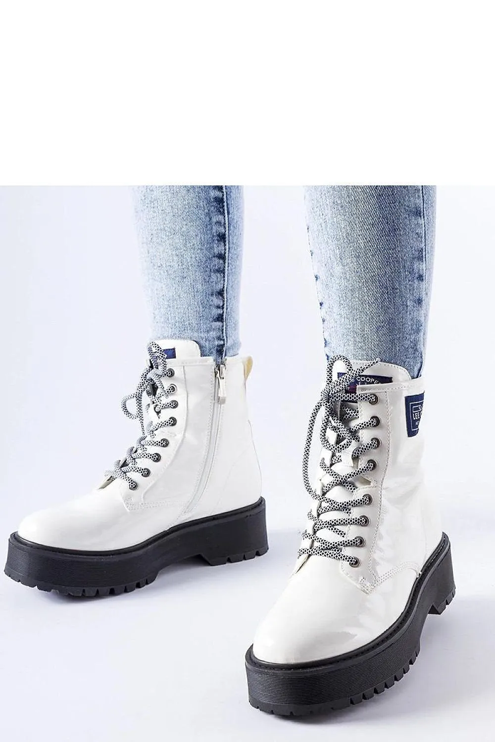 White Lee Cooper ankle boots