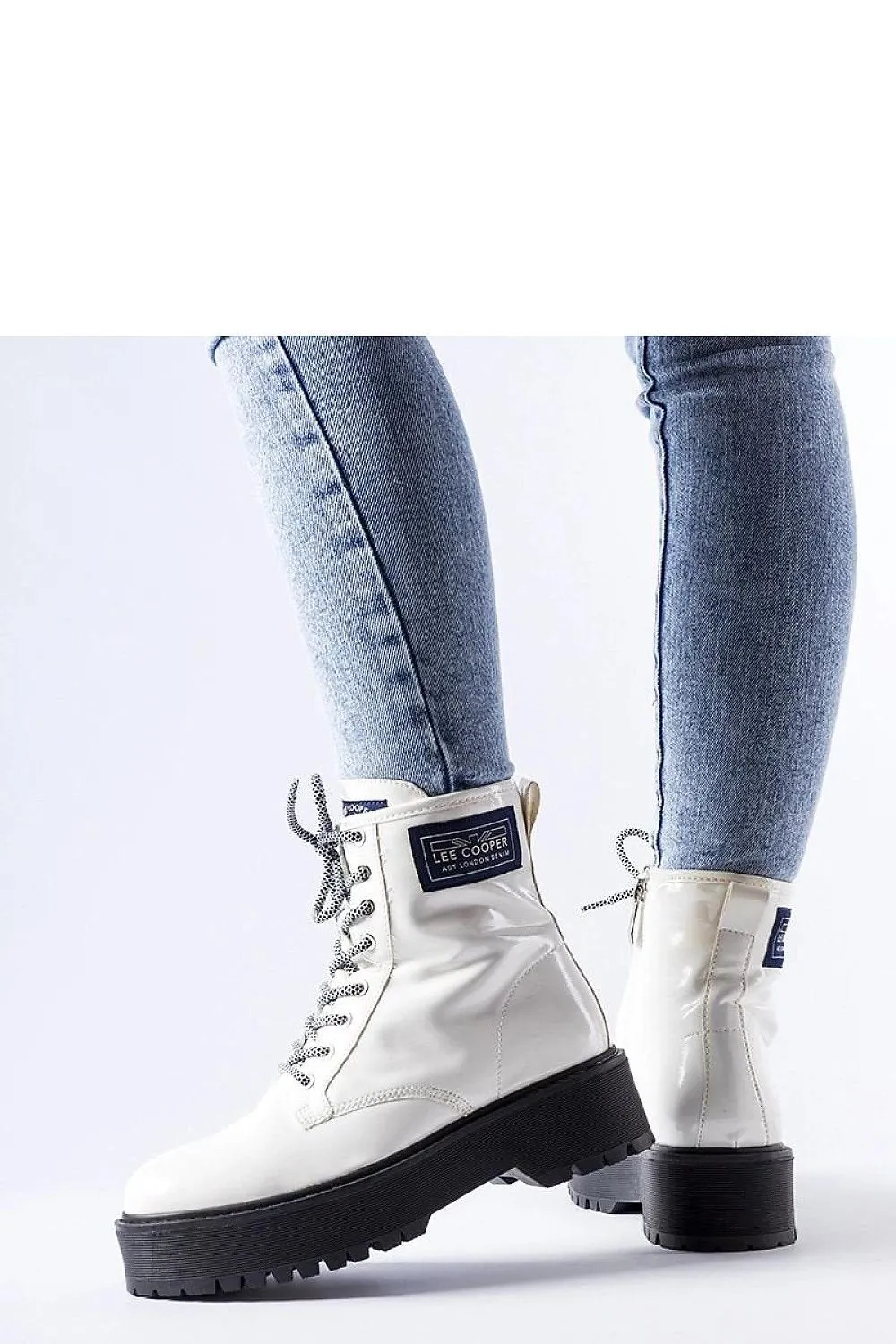 White Lee Cooper ankle boots