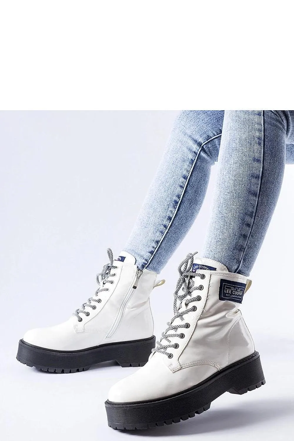 White Lee Cooper ankle boots