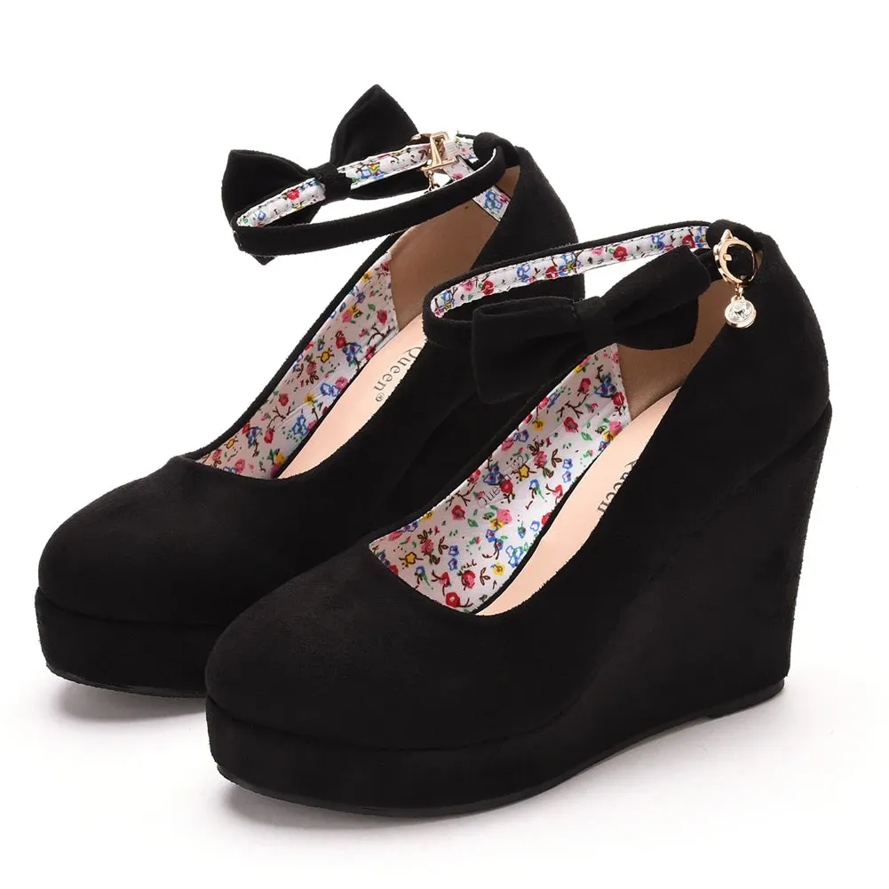 Women Bowknot Buckle Wedges Sandals