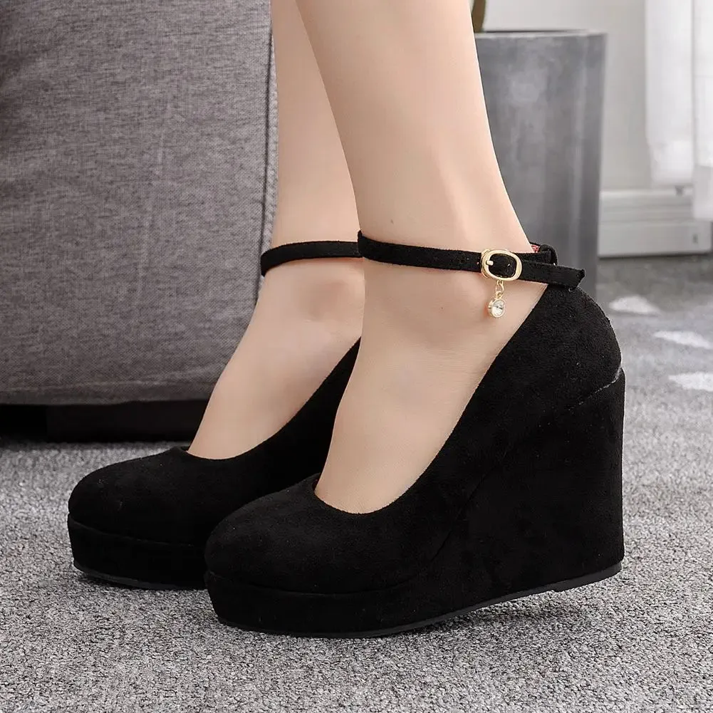 Women Bowknot Buckle Wedges Sandals