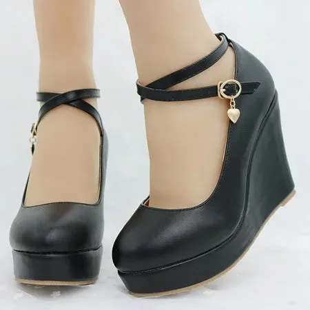 Women Bowknot Buckle Wedges Sandals