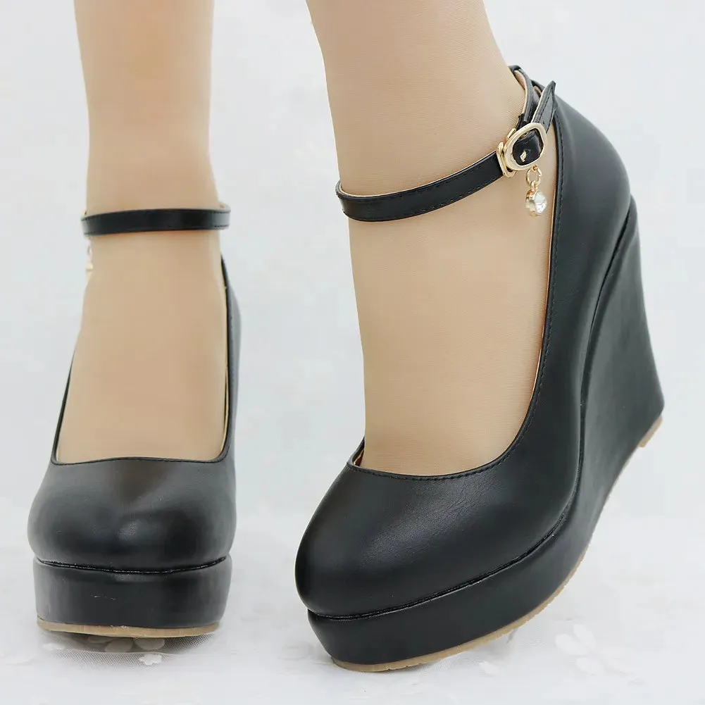 Women Bowknot Buckle Wedges Sandals