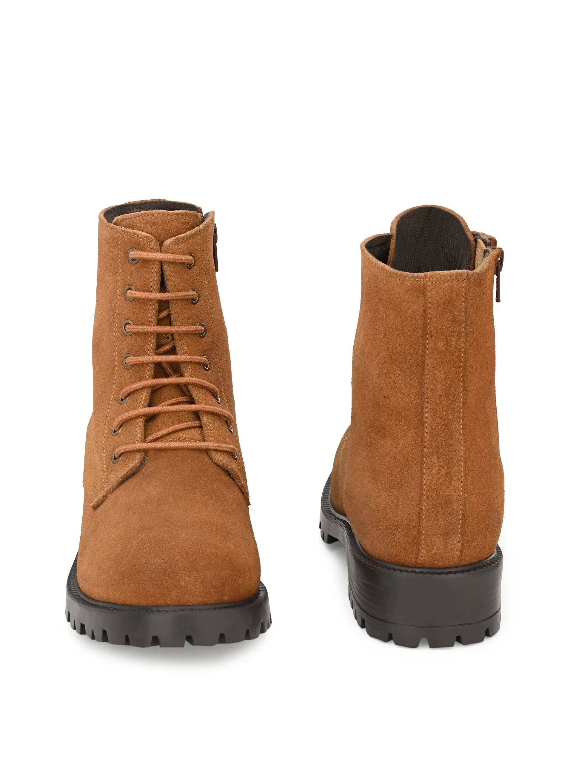 Women's Suede Lace-Ups with Zip High Ankle Boots