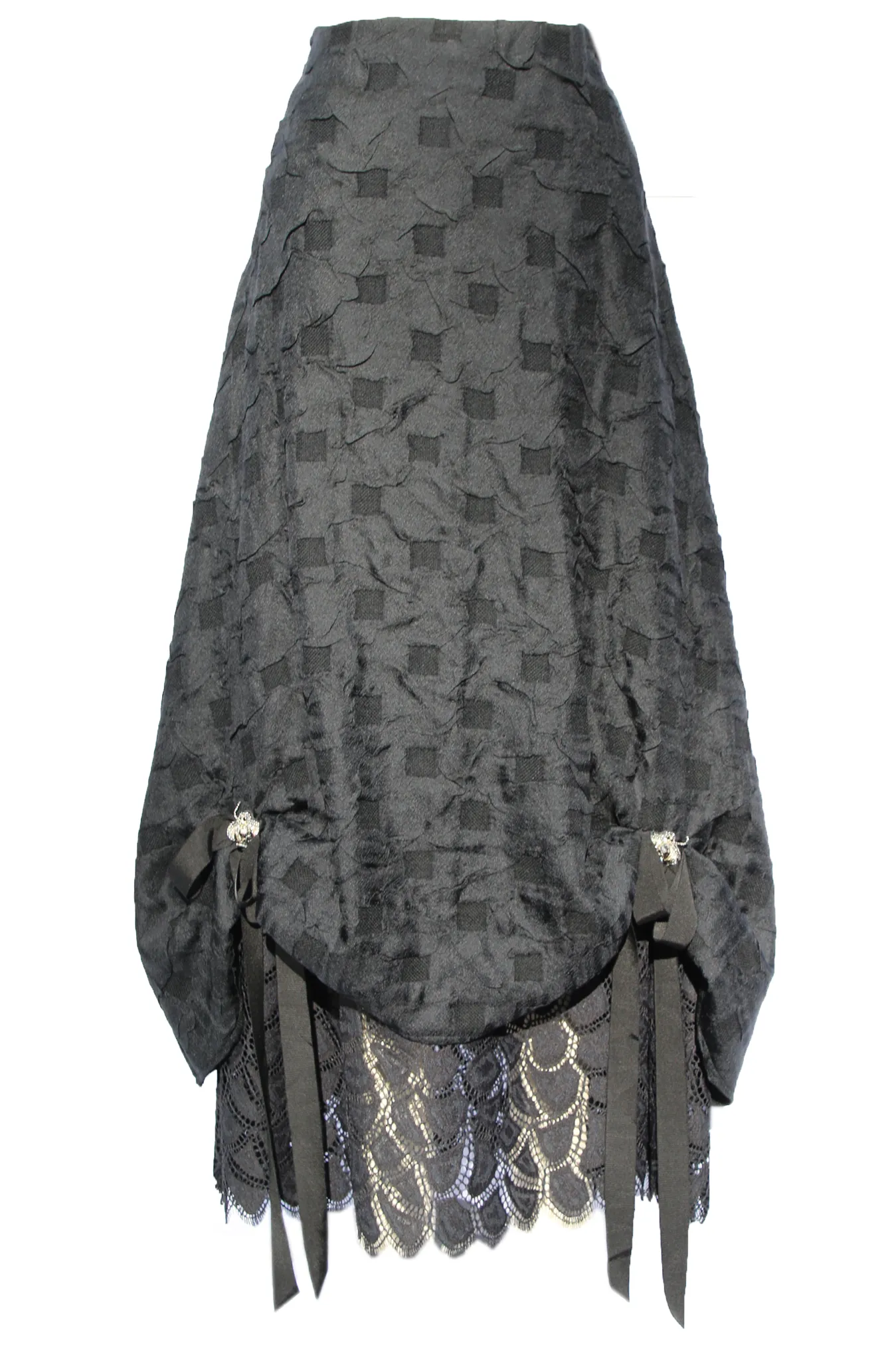 Wool Embellished Bee Ankle Length Skirt