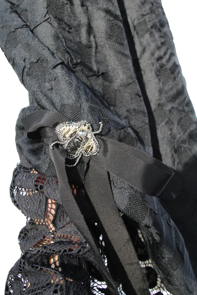 Wool Embellished Bee Ankle Length Skirt