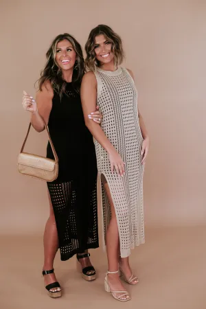 Woven Midi Dress, Black