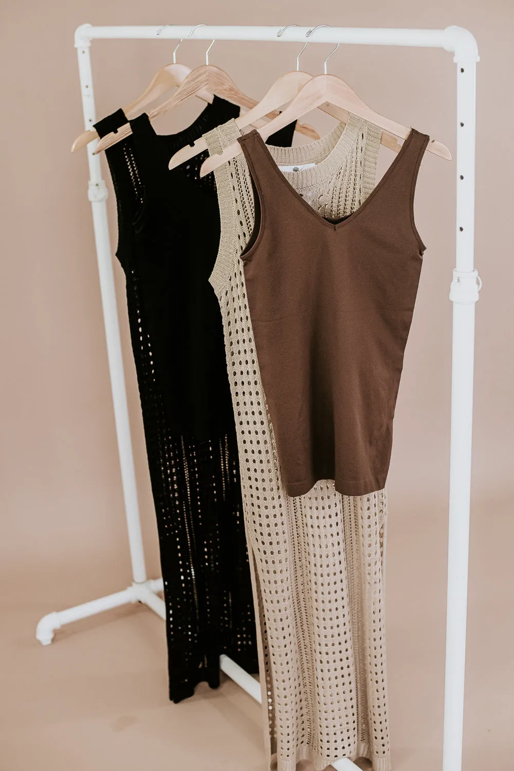 Woven Midi Dress, Tan