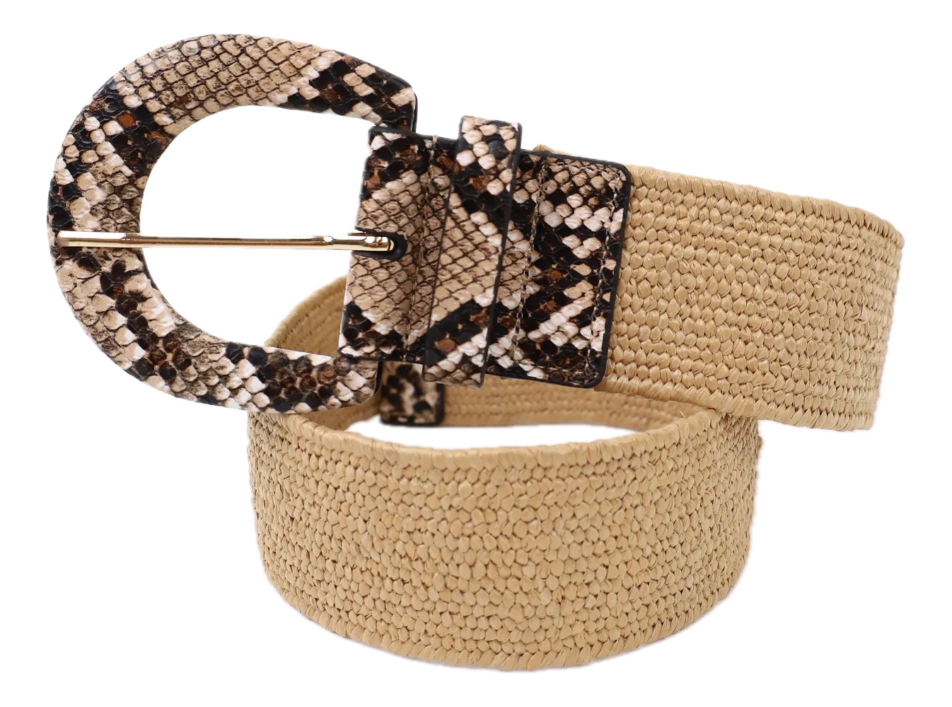 Woven Snakeskin Belt -Beige