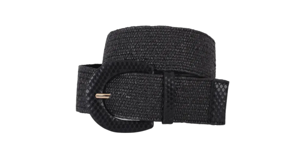 Woven Snakeskin Belt -Black
