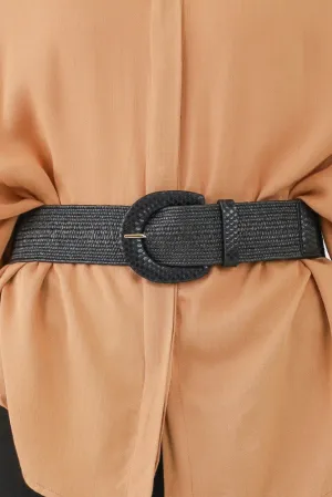 Woven Snakeskin Belt -Black