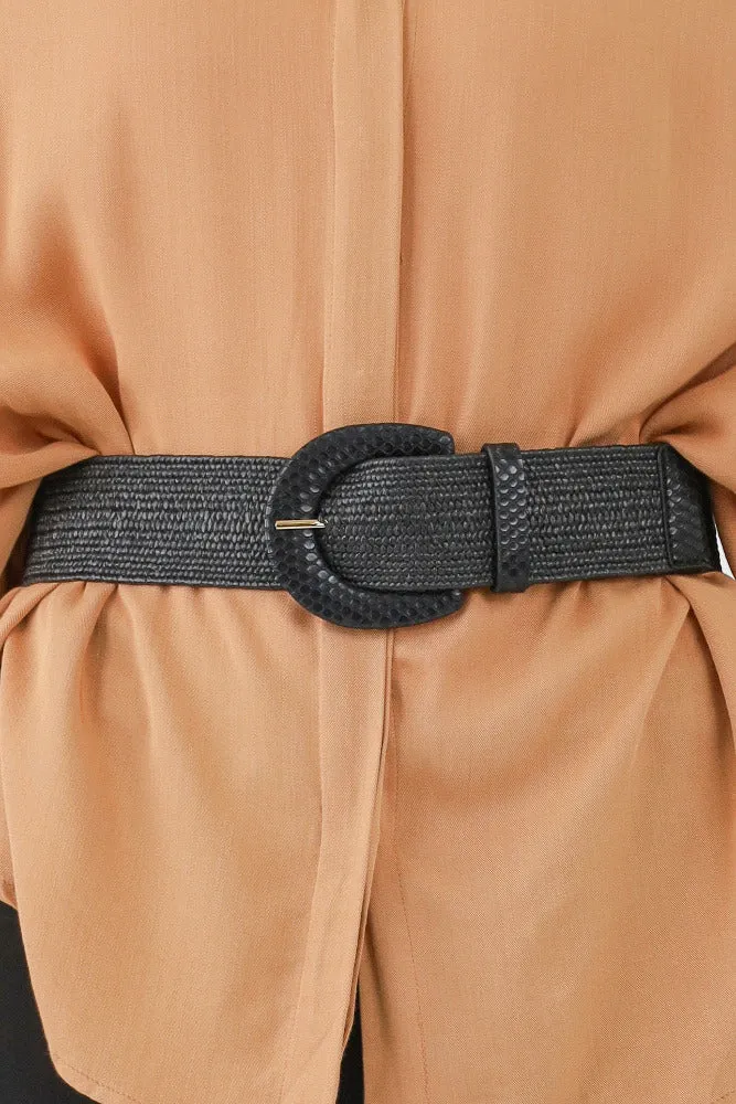 Woven Snakeskin Belt -Black