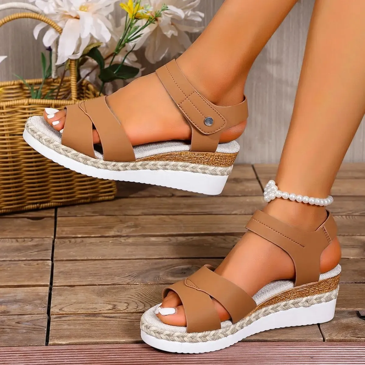 'Xenia' Wide Strap Wedges