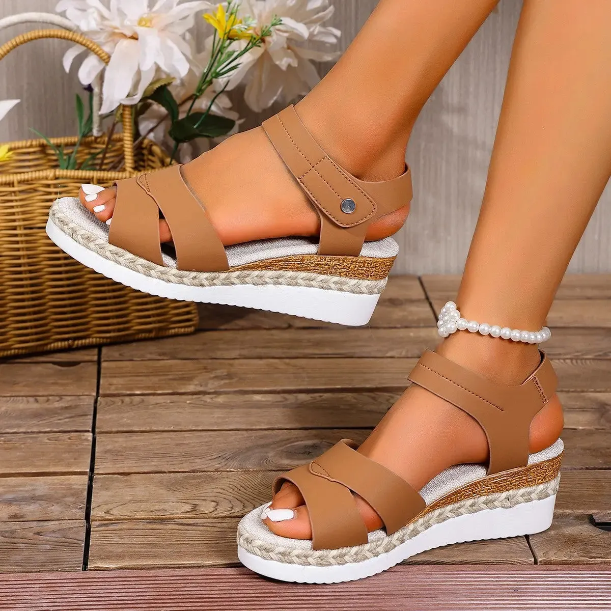 'Xenia' Wide Strap Wedges