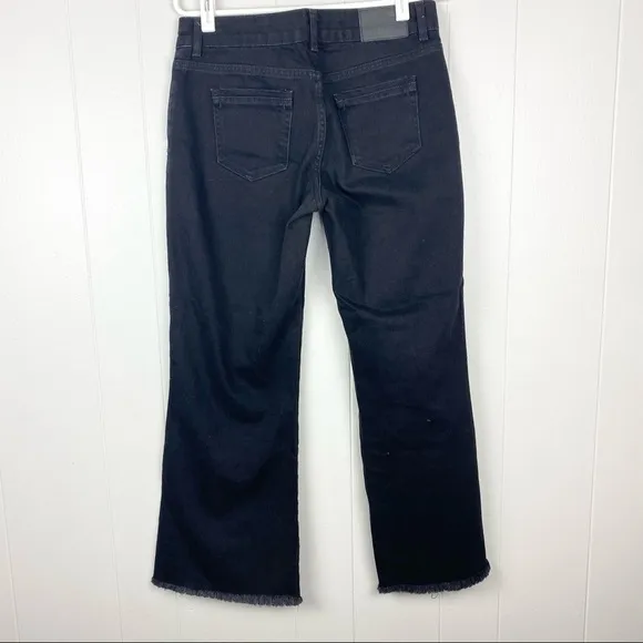 Zara | Mid Rise Cropped Black Wide Leg Black Pants