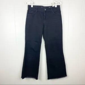 Zara | Mid Rise Cropped Black Wide Leg Black Pants