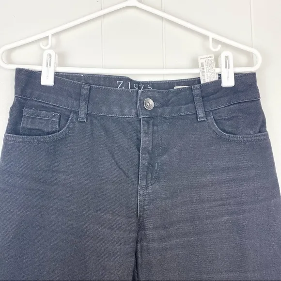 Zara | Mid Rise Cropped Black Wide Leg Black Pants