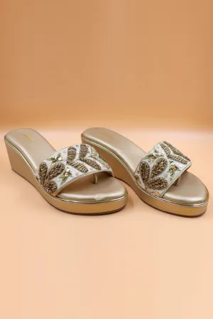 Zardosi Embroidered Gold Wedges