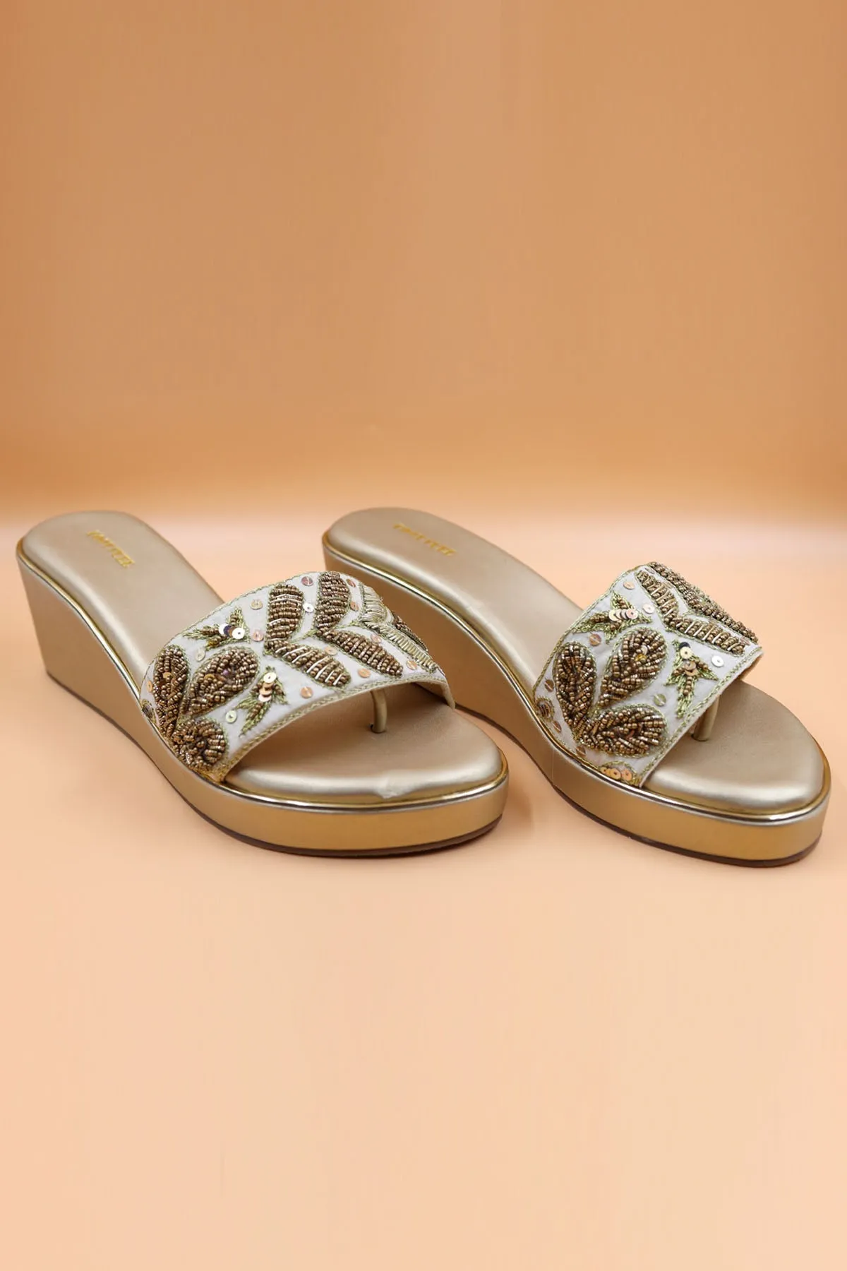 Zardosi Embroidered Gold Wedges